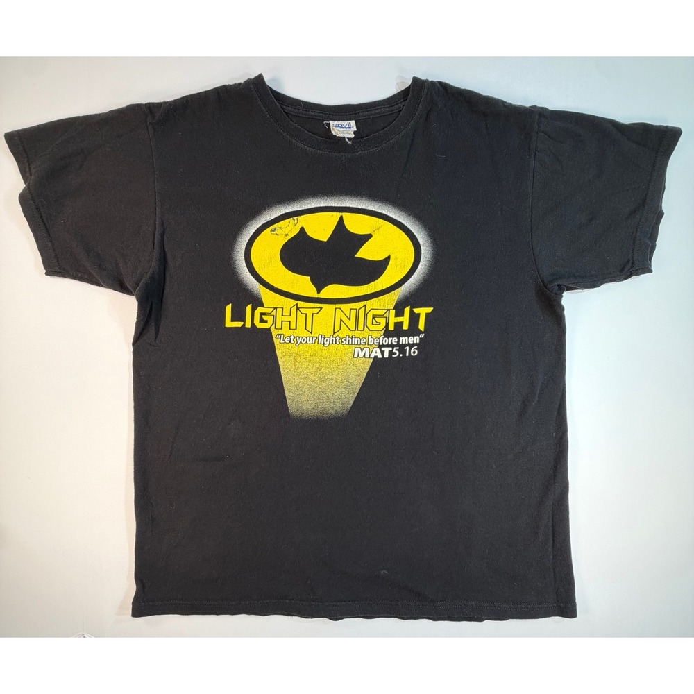 Vintage Anvil Light Night Batman Parody Christian T-Shirt Black Large Matt 5:16